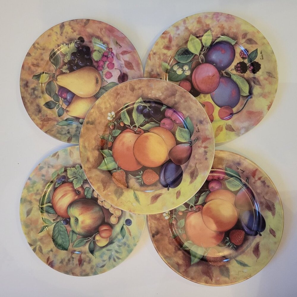 Set Of 5 St. Limoges Fruit-Themed Porcelain Plates Decorative Kitchenware